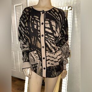 Mondi Black and Cream Graphic Cardigan